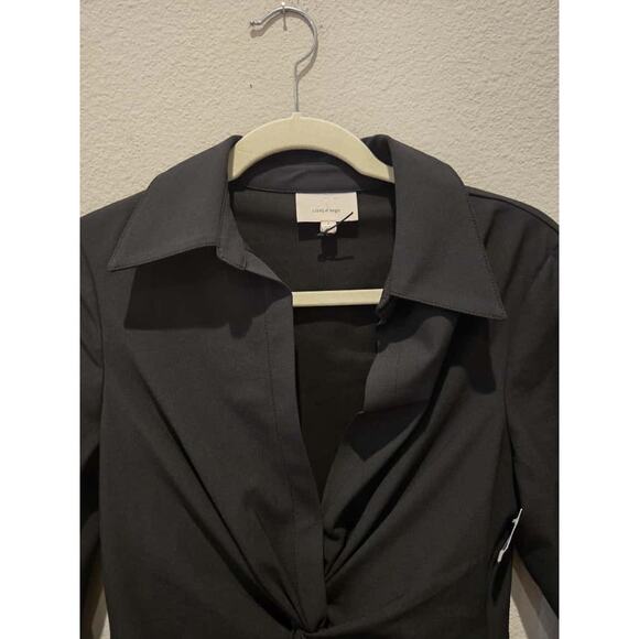 Cinq à Sept McKenna Knot Front Midi Dress Black Size 4 Long Sleeve - Picture 5 of 9